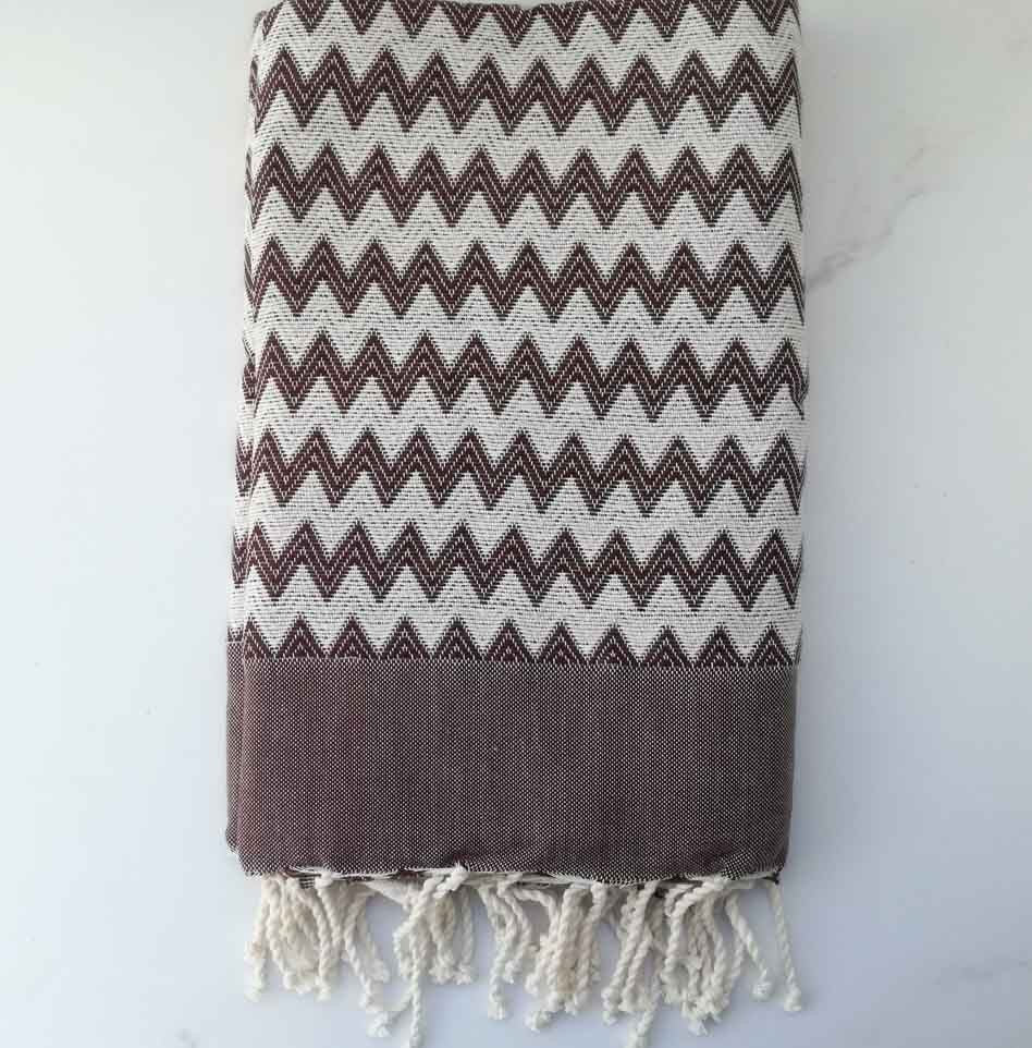 Fouta zigzag marron 