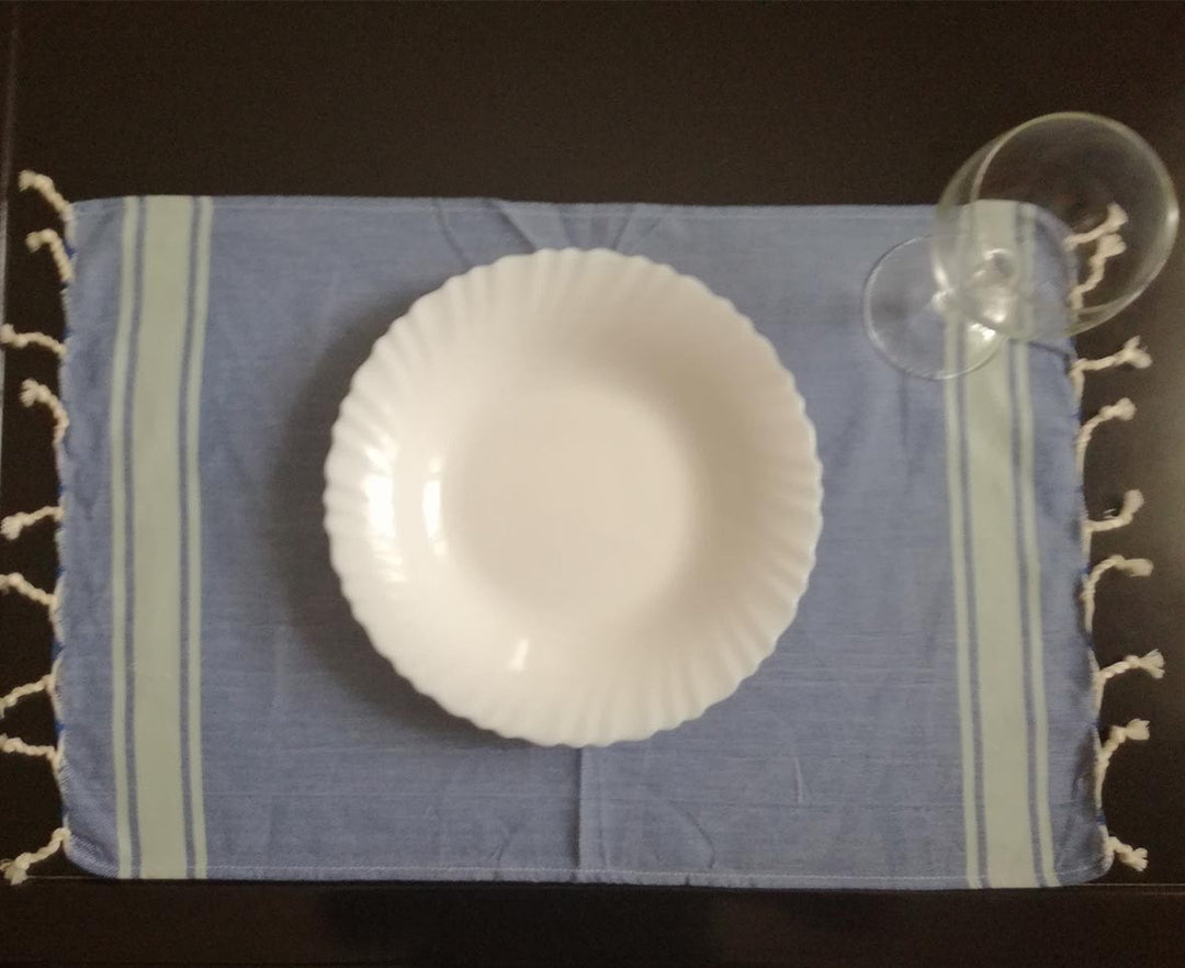 Mini fouta plate bleu rayée azurin 