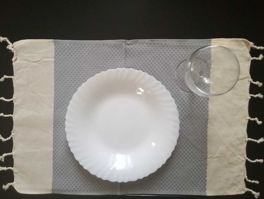 Mini fouta blanc crème et gris 