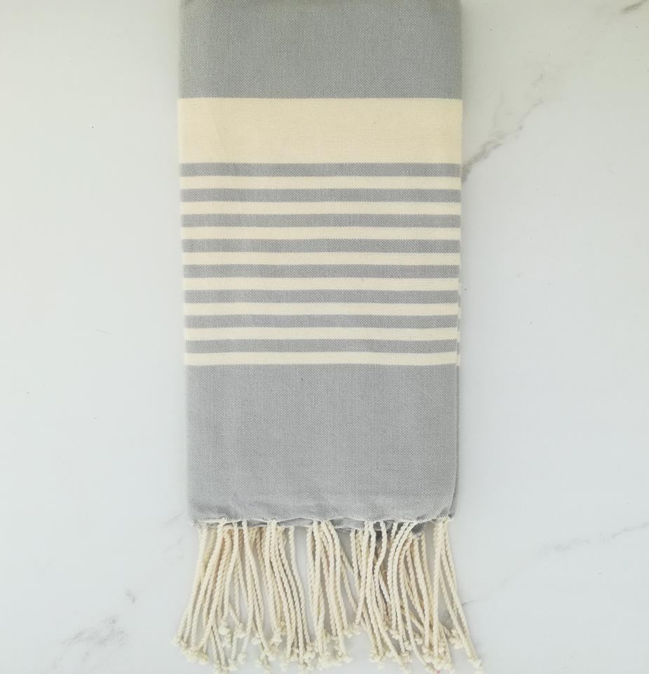 Fouta arthur bleu pale rayée blanc 