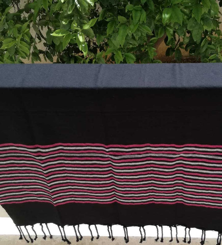 Fouta Lurex plate noir, rose et argenté 