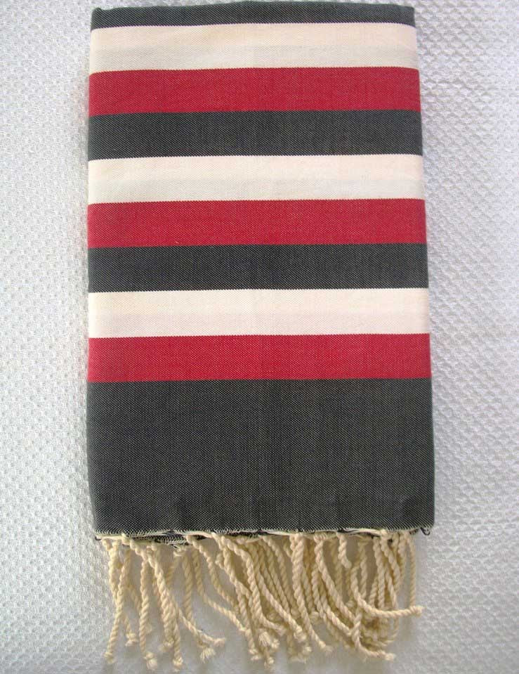 Fouta ziwane multicolore gris rouge 