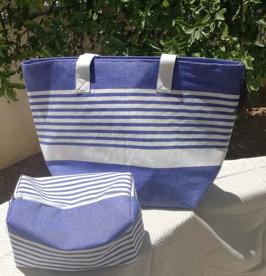 Sac de plage fouta bleu jean 
