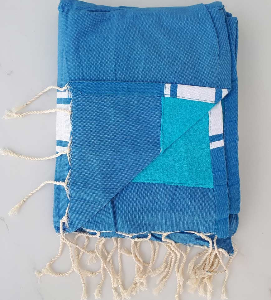 fouta éponge bleu azur 