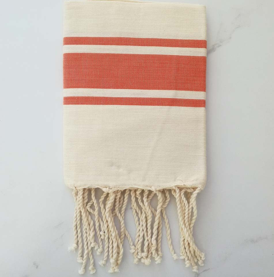 Enfant blanc crème avec rayures orange 