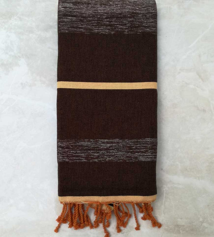 Jeté marron et ocre jaune m1.5m*2.5m 