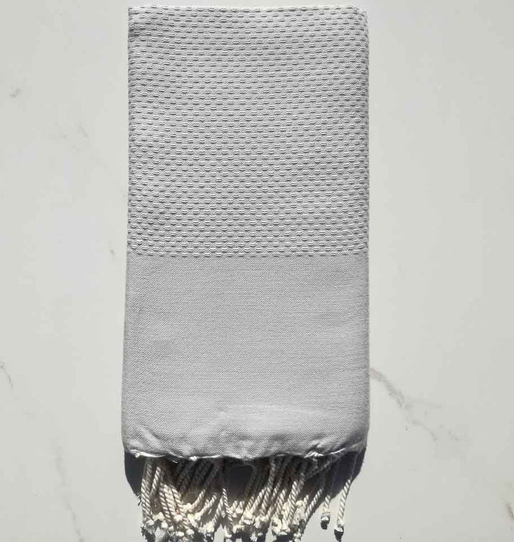 FOUTA nid d'abeille unie bleu fumée 