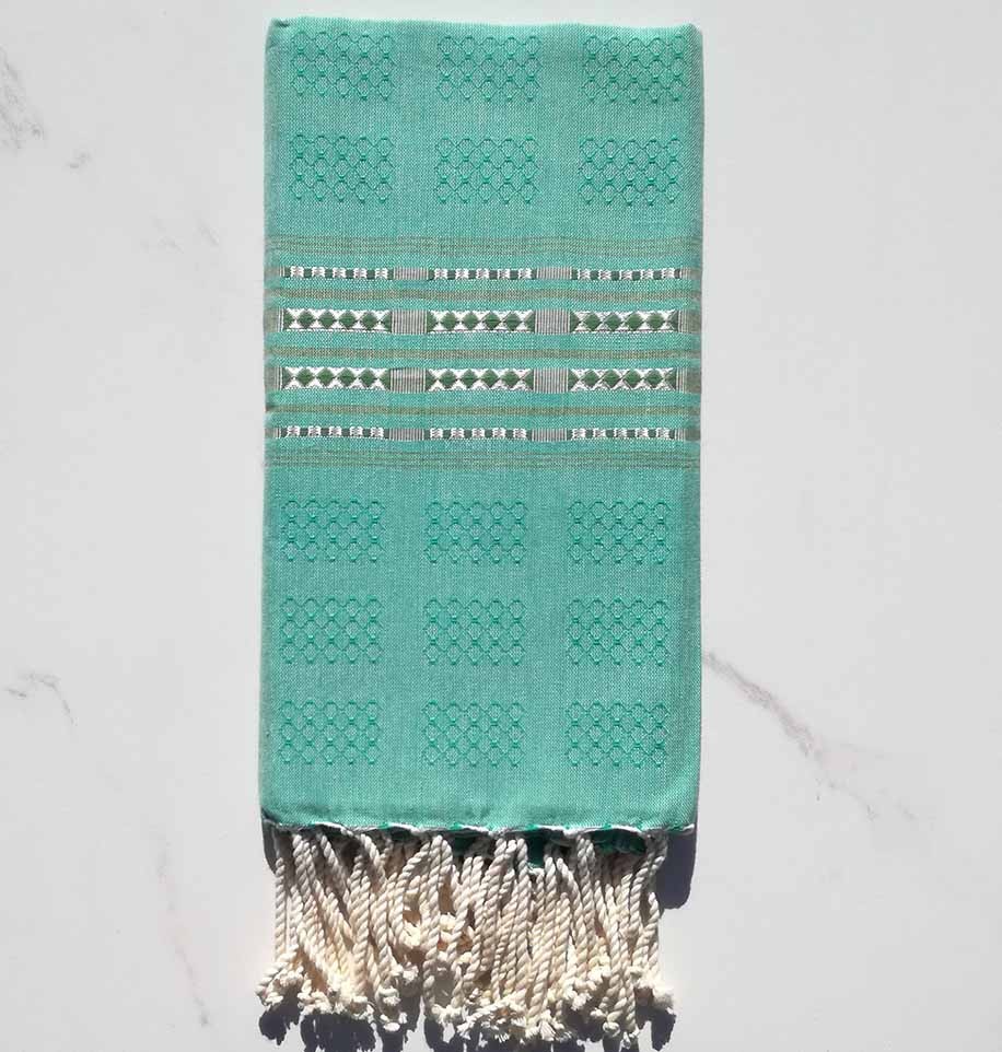 Fouta thalasso vert avec motifs 