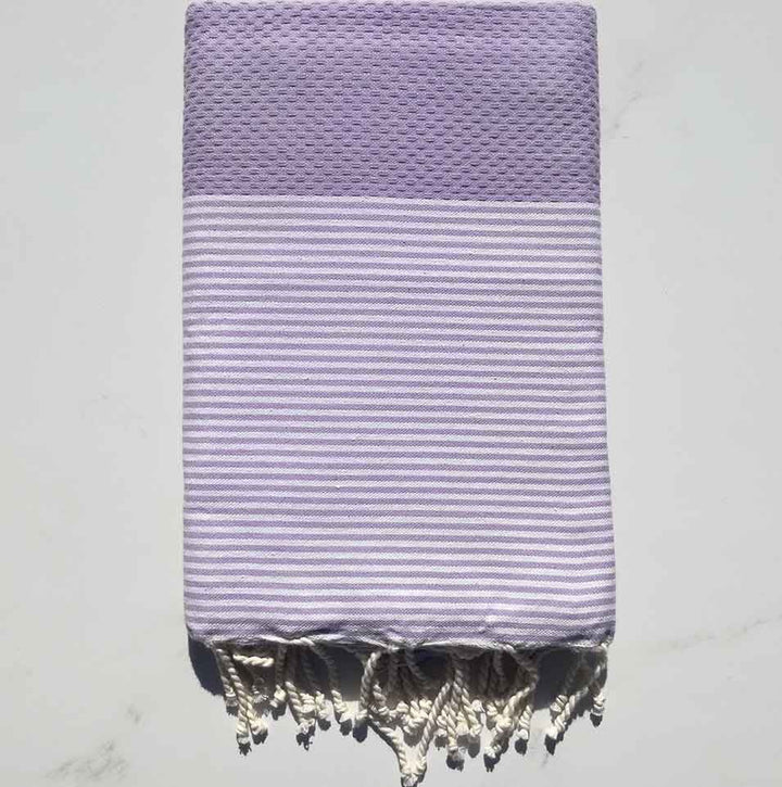 FOUTA NID D'ABEILLE glycine rayée blanc 