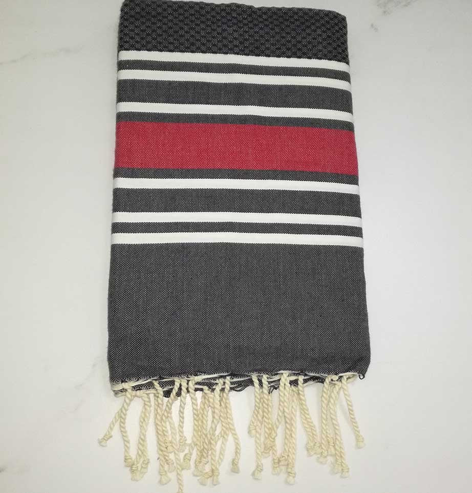 Fouta nid d'abeille gris foncé 