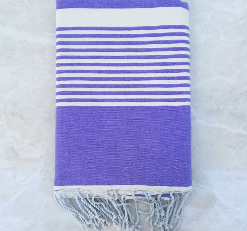 Jeté lavande rayée blanc 