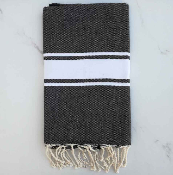 Fouta Plate gris ardoise foncé 