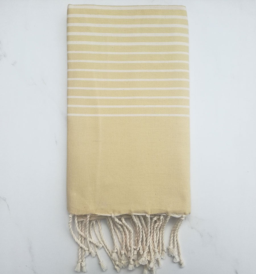 Fouta plate rayée vanille 