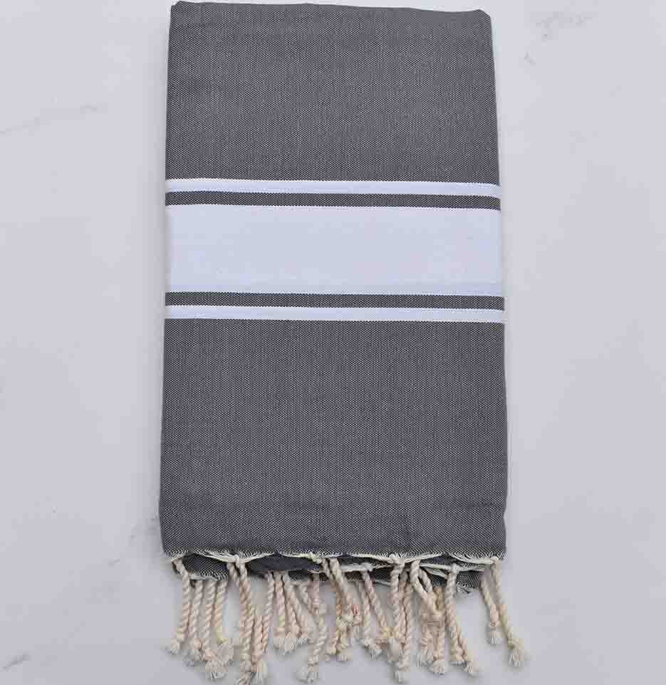 Fouta plate gris moyen 
