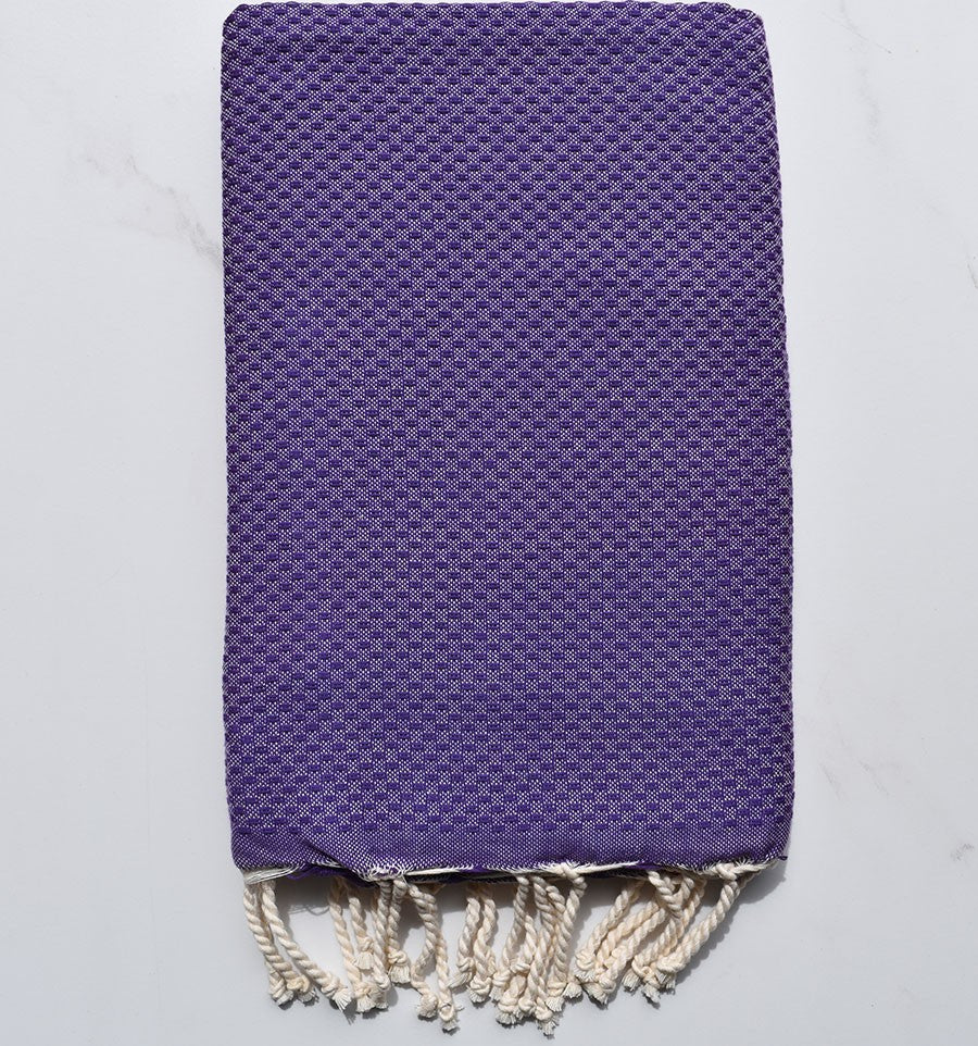 FOUTA nid d'abeille unie violet 