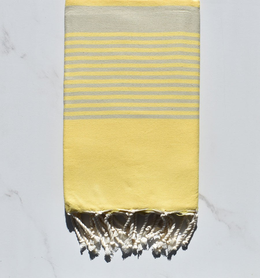 Fouta arthur jaune clair rayée taupe clair 