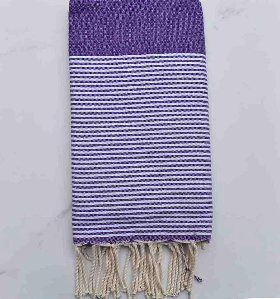 Fouta nid d'abeille mauve 