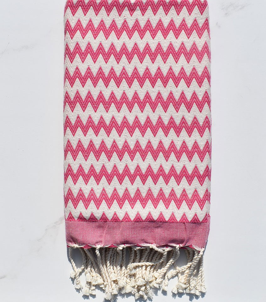Fouta zigzag rose 