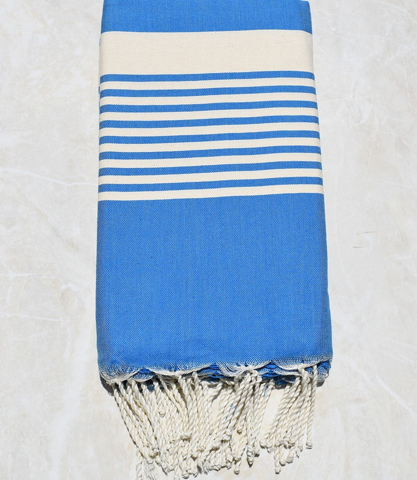 Jeté bleu électrique et blanc crème 1.9m*2.5m 