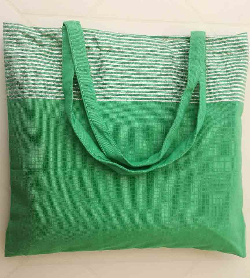 Sac de plage fouta vert avec lurex doré 