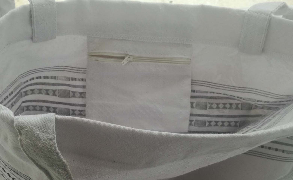 Sac de plage fouta thalasso avec motifs aubergine 