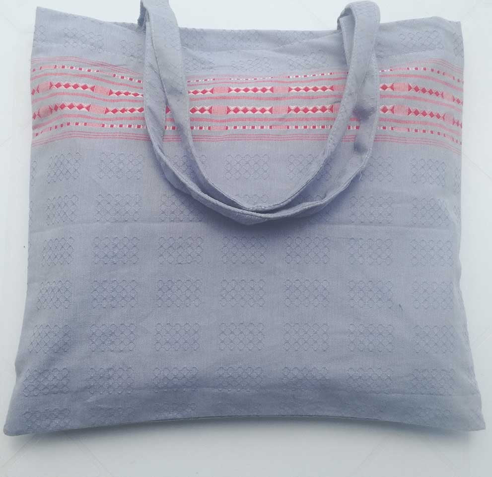 Sac de plage fouta thalasso bleu charrette avec motifs rouge 