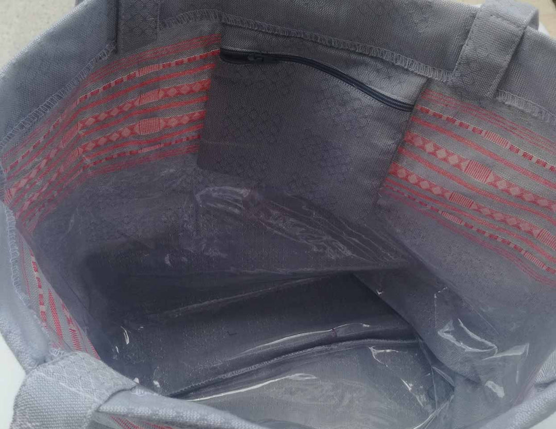 Sac de plage fouta thalasso bleu charrette avec motifs rouge 