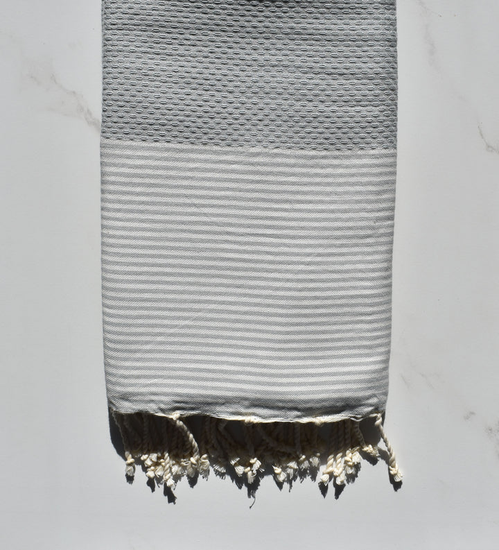 Fouta nid d'abeille gris bleu 