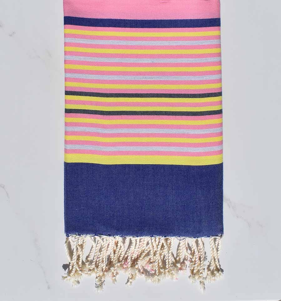 Fouta 5 couleurs rose, bleu denim, jaune, gris clair et anthracite 