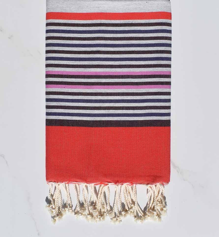 Fouta 5 couleurs gris, colombin, indigo, rose et rouge 