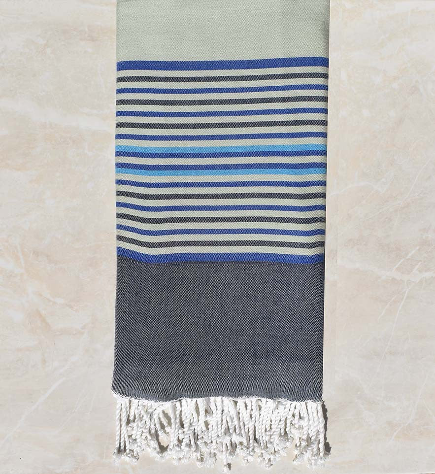 Jeté vert clair, bleu, bleu azur et ardoise 