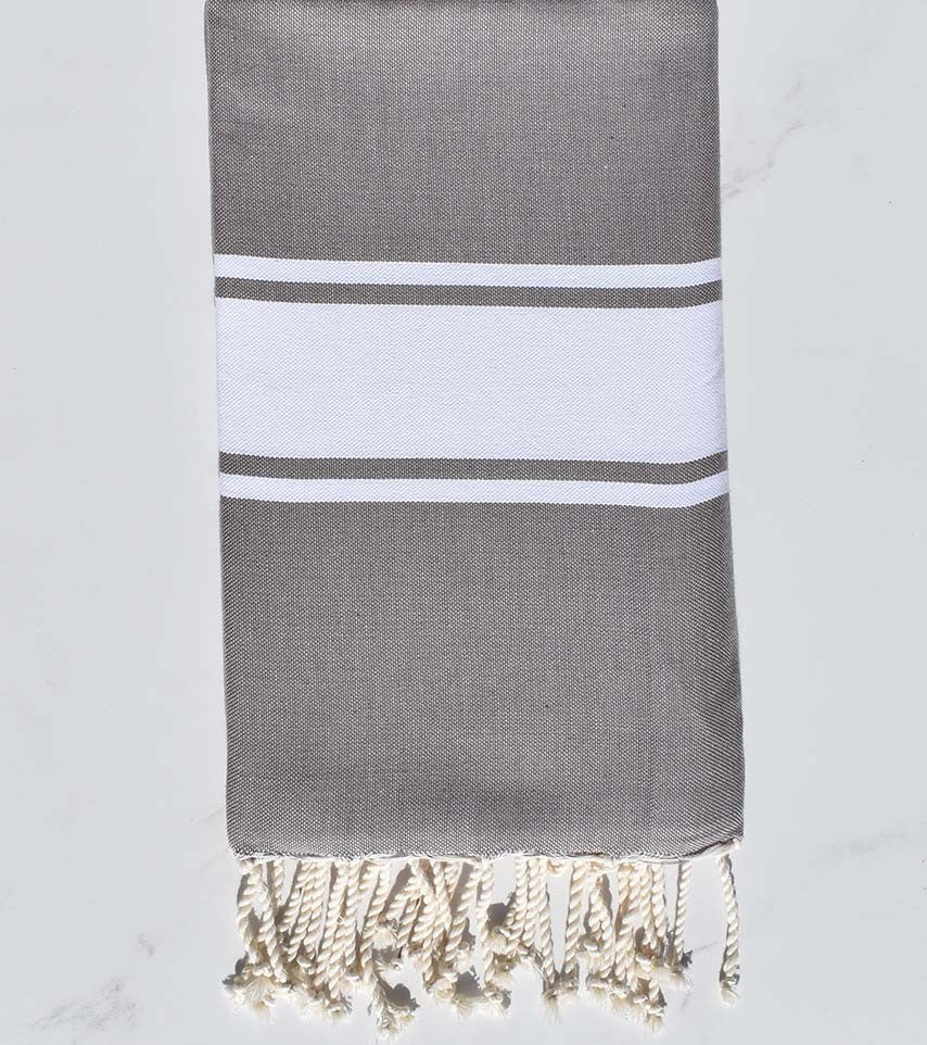 Fouta Plate taupe avec rayures 