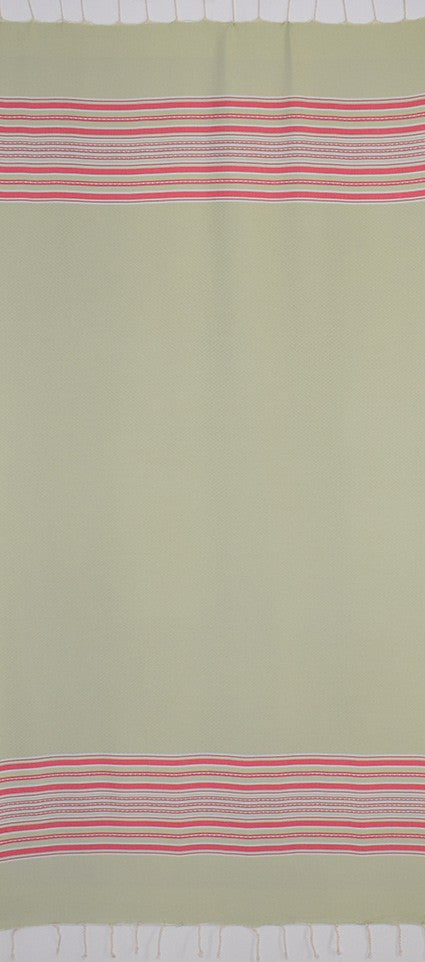 Fouta arabesque vert pistache avec rayures 