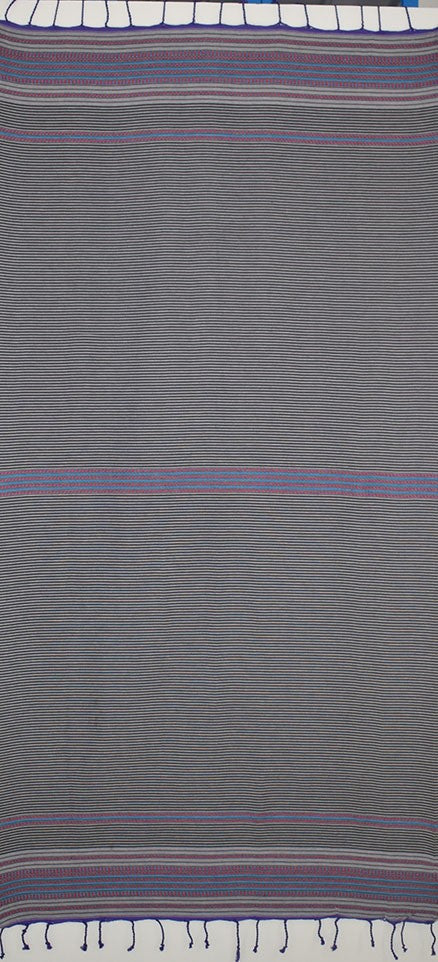 Fouta arabesque violet pale rayée gris anthracite 