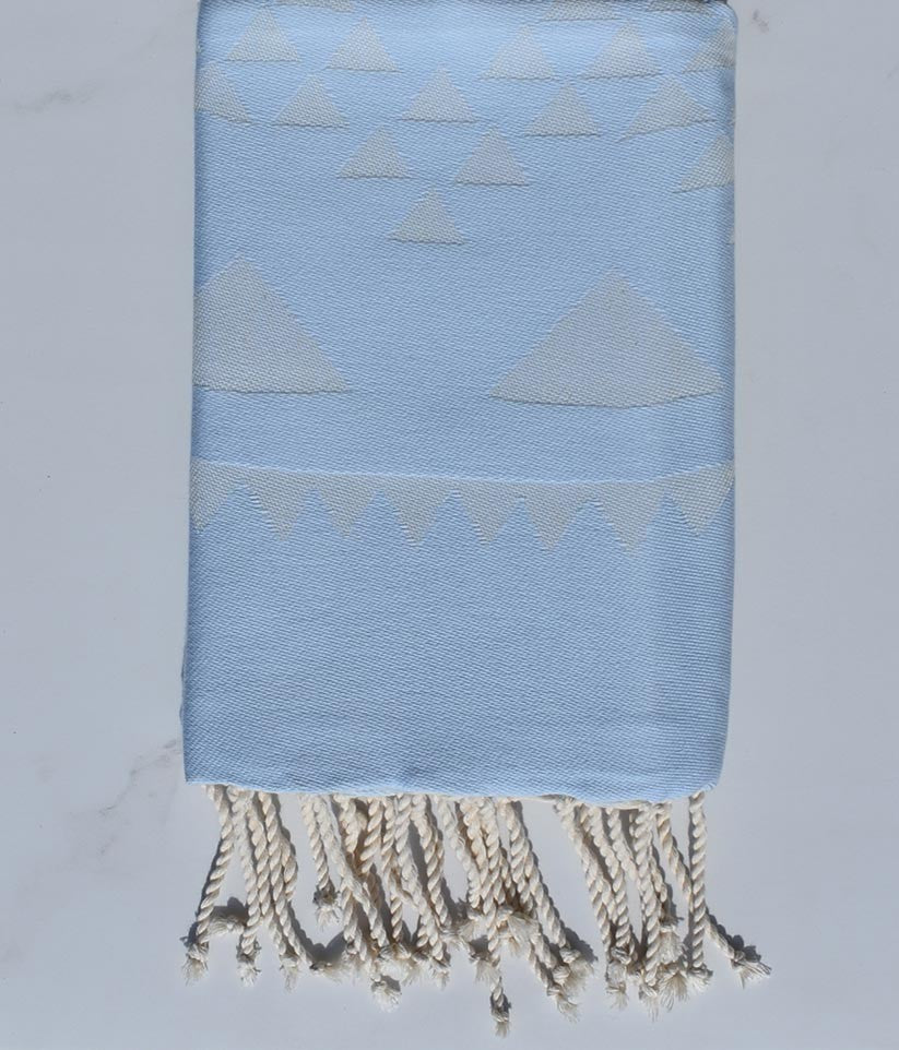 Fouta bohémian bleu ciel