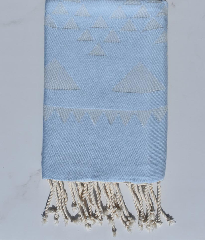 Fouta bohémian bleu ciel