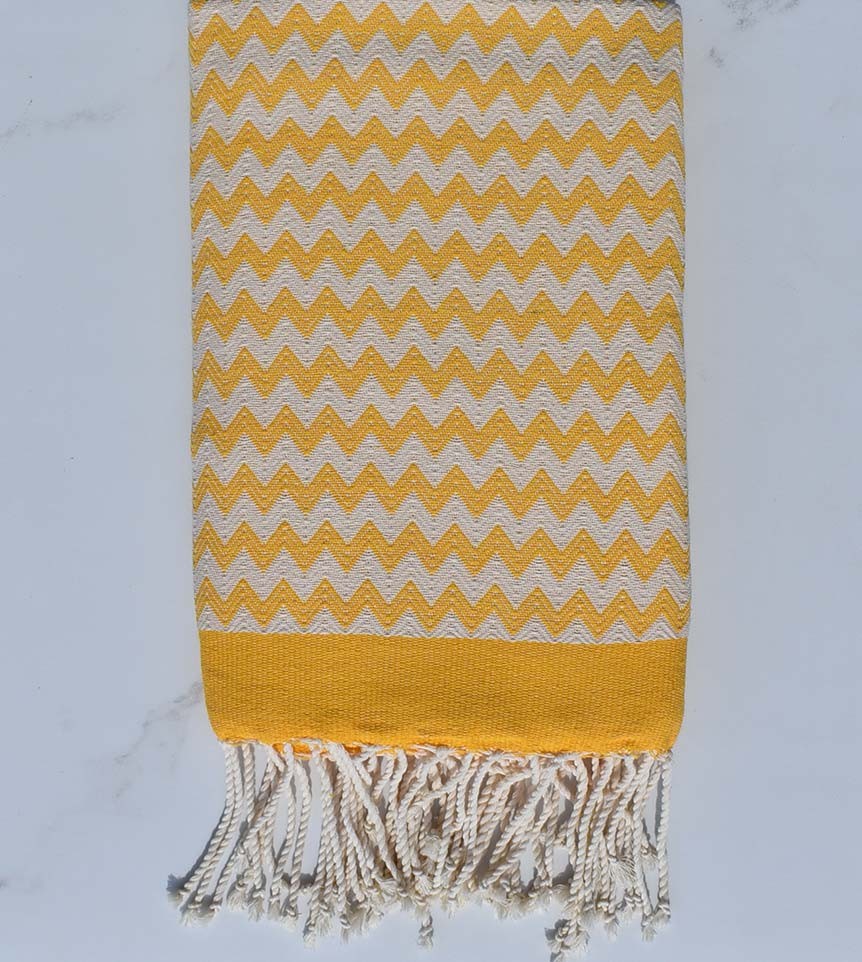 Fouta zigzar jaune orange 