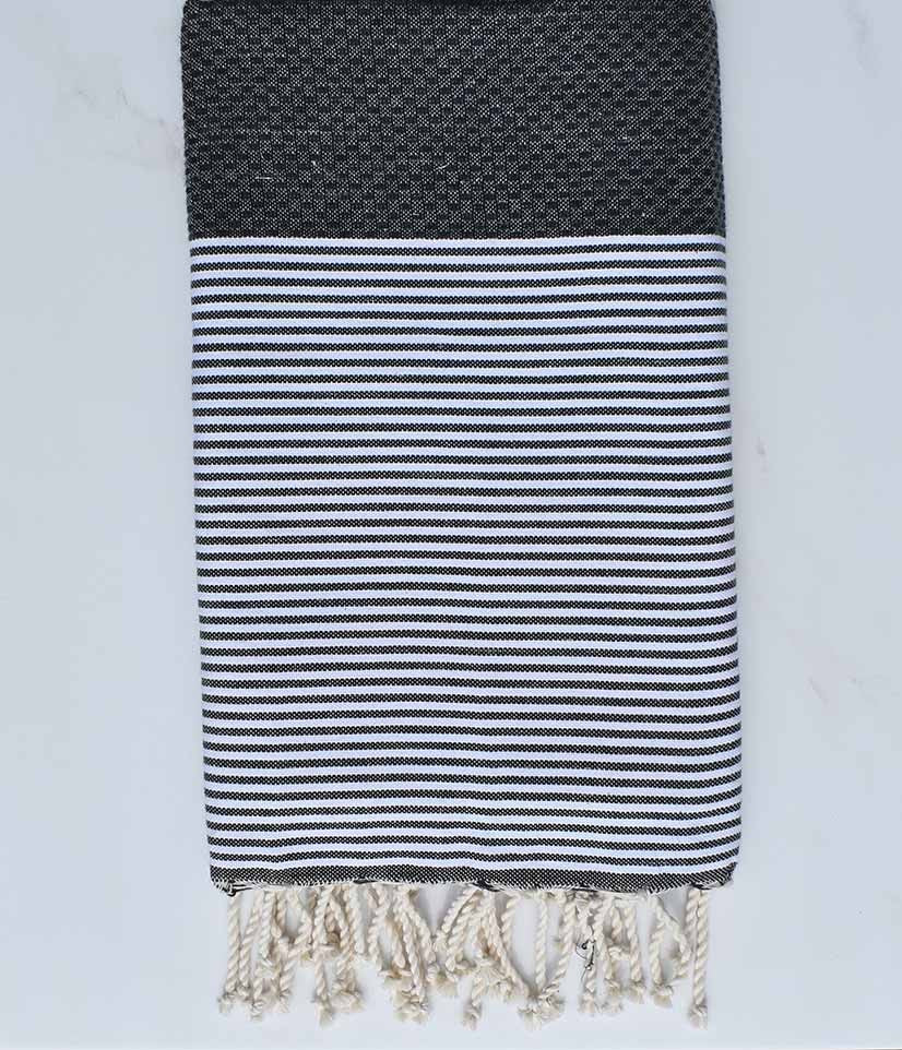 fouta nid d'abeille gris ardoise avec fil lurex 