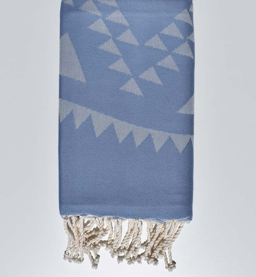 Fouta bohémian bleu barbeau 