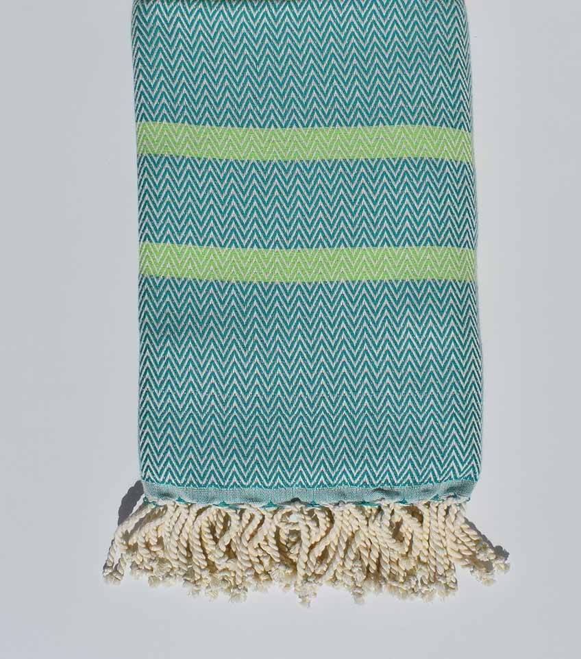 Fouta chevron vert turquoise et vert anis 
