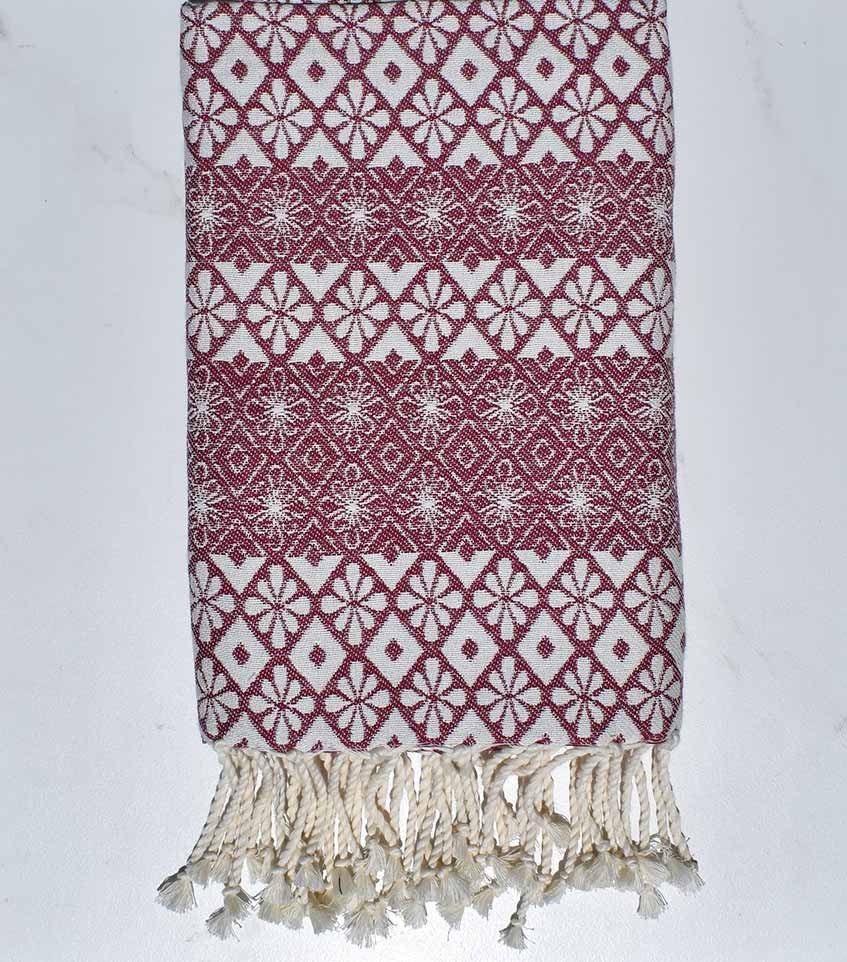 Fouta fleuri pourpre 