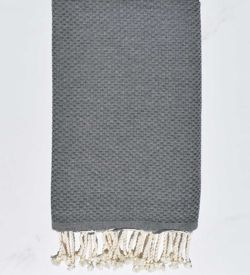 Fouta nid d'abeille unie gris moyen 