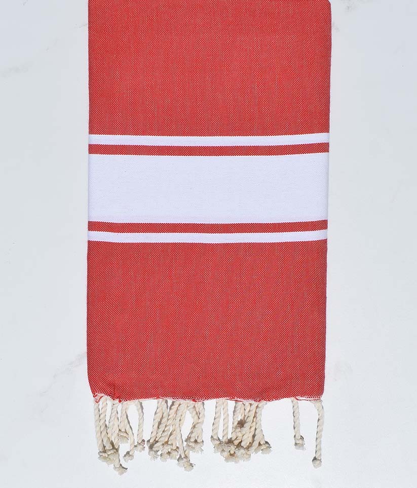 Fouta Plate rouge corail  - 1
