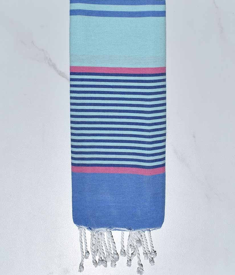 Fouta enfant Azur brume,rose, bleu bleuet et bleu Fouta Tunisia - 1