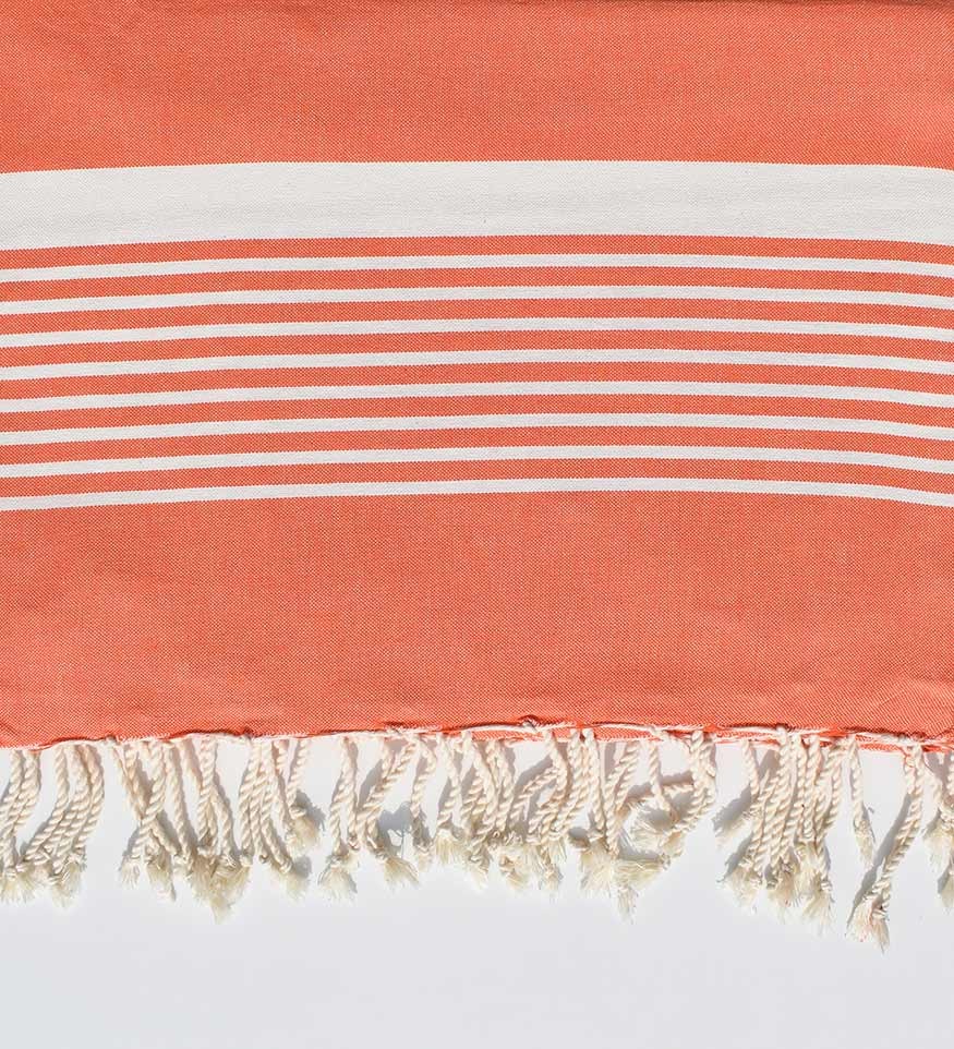 Jeté corail rayée blanc  - 1