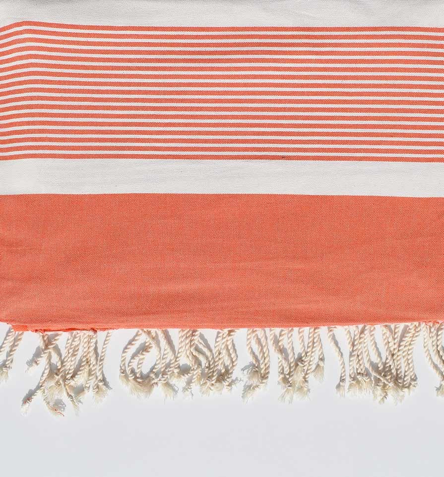 Jeté corail rayée blanc  - 2