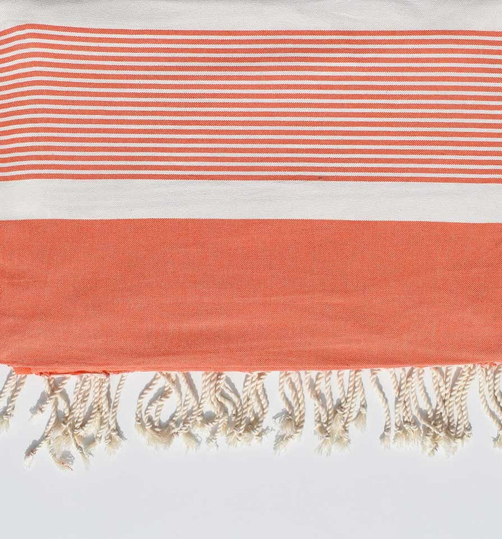 Jeté corail rayée blanc  - 2