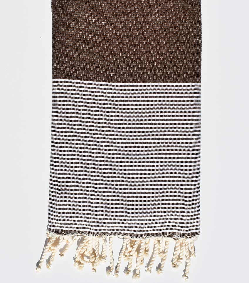 Fouta nid d'abeille marron Fouta Tunisia - 1