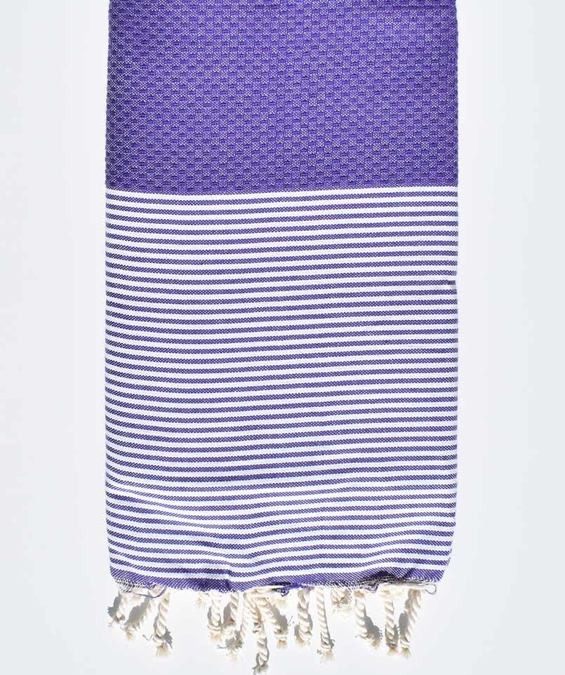 FOUTA NID D'ABEILLE Violet rayée blanc Fouta Tunisia - 1