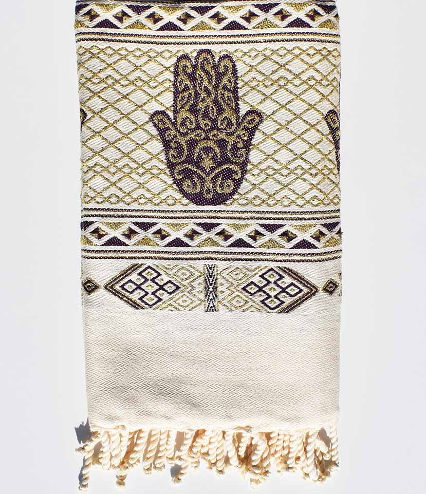 Fouta khomsa mauve foncé Fouta Tunisia - 1